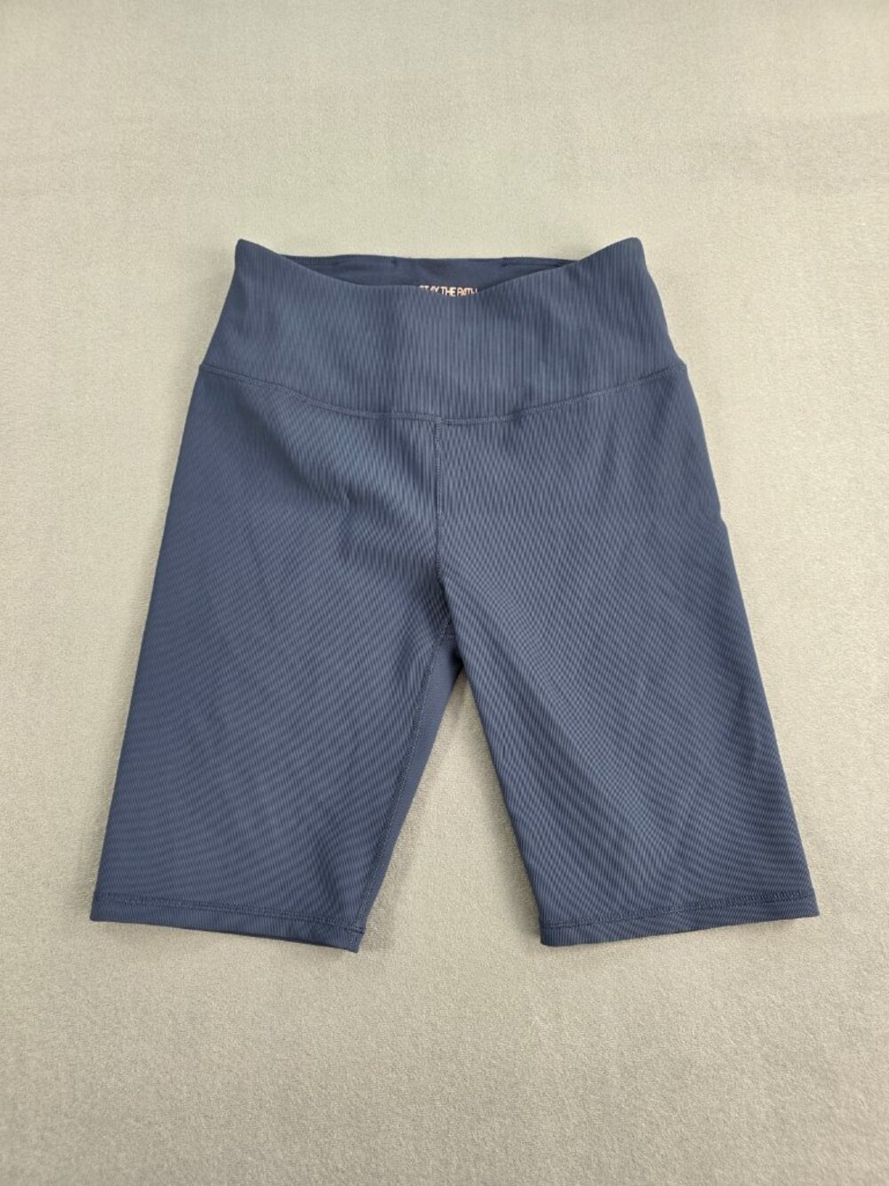 CALIA by Carrie Underwood Womens S Navy Ribbed Bike Shorts 9.5"